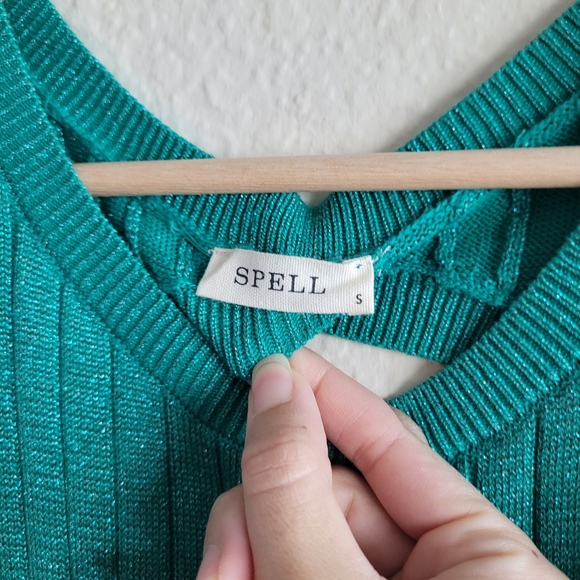 Spell mercury ribbed knit metallic emerald maxi dress - Picture 7 of 10